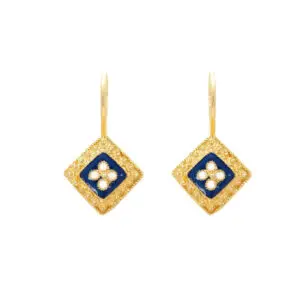Brincos Prata Dourada Losangolos com Esmalte 5004322