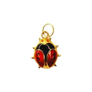 Berloque 19k Joaninha Esmalte Vermelho e preto